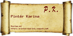 Pintér Karina névjegykártya